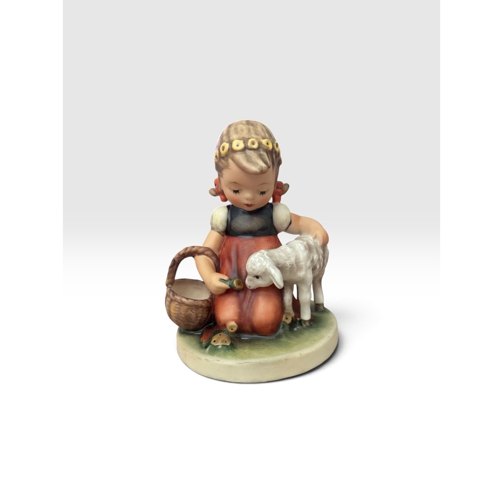Goebel Hummel Figurine Girl with Lamb and Basket W Germany Vintage 4.5 inch
